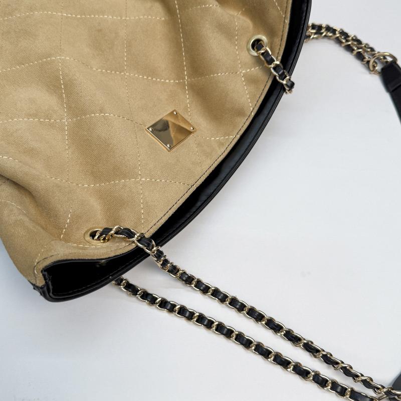 Lingge Chain Bag Vintage Bucket Bag Women's Stitching Shoulder Bag Commuter Crossbody Bag