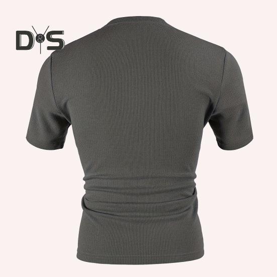 Tricou bărbați cu guler în V, mânecă scurtă, culoare solidă, Slim Fit, moale, respirabil, vară, casual, topuri, purtare zilnică
