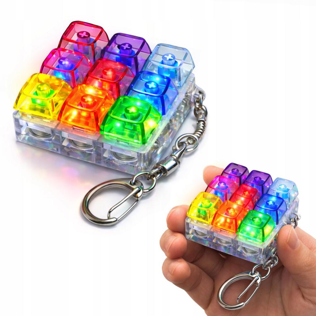 LED-Tastatur Schlüsselanhänger, Mechanischer Fidget Clicker, Beleuchtete Tastenkappe Stressspielzeug, Ästhetischer EDC Schlüsselanhänger, Angstlinderung,