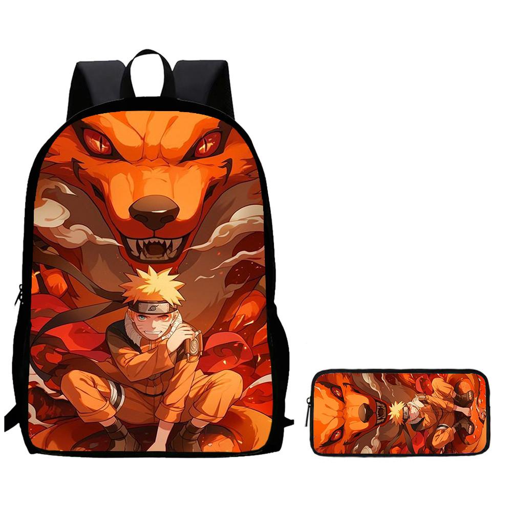 2Pcs Set NARUTO Kids Backpack With Pencil Bag Lightweight Durable School Bag For Boys Girls 5-10 Years Student Supplies