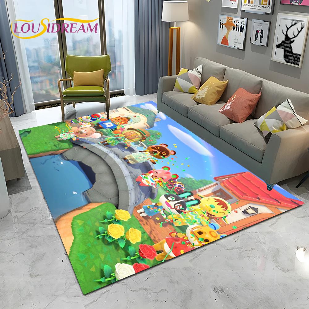 Cartoon Animal Crossing New Horizons Area Rug,Carpet Rug for Living Room Bedroom Sofa Doormat Decor,Kids Play Non-slip Floor Mat