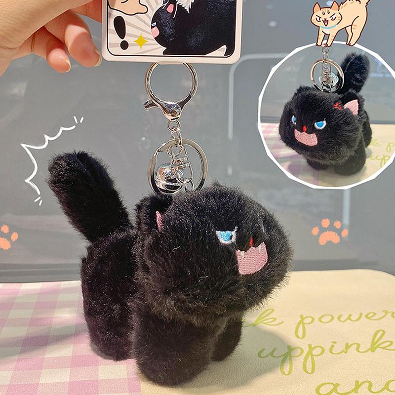 Cute Plush Pet Cat Doll Hanging Angry Kitten Doll Key Chain Gift Bag Hanging Ornaments