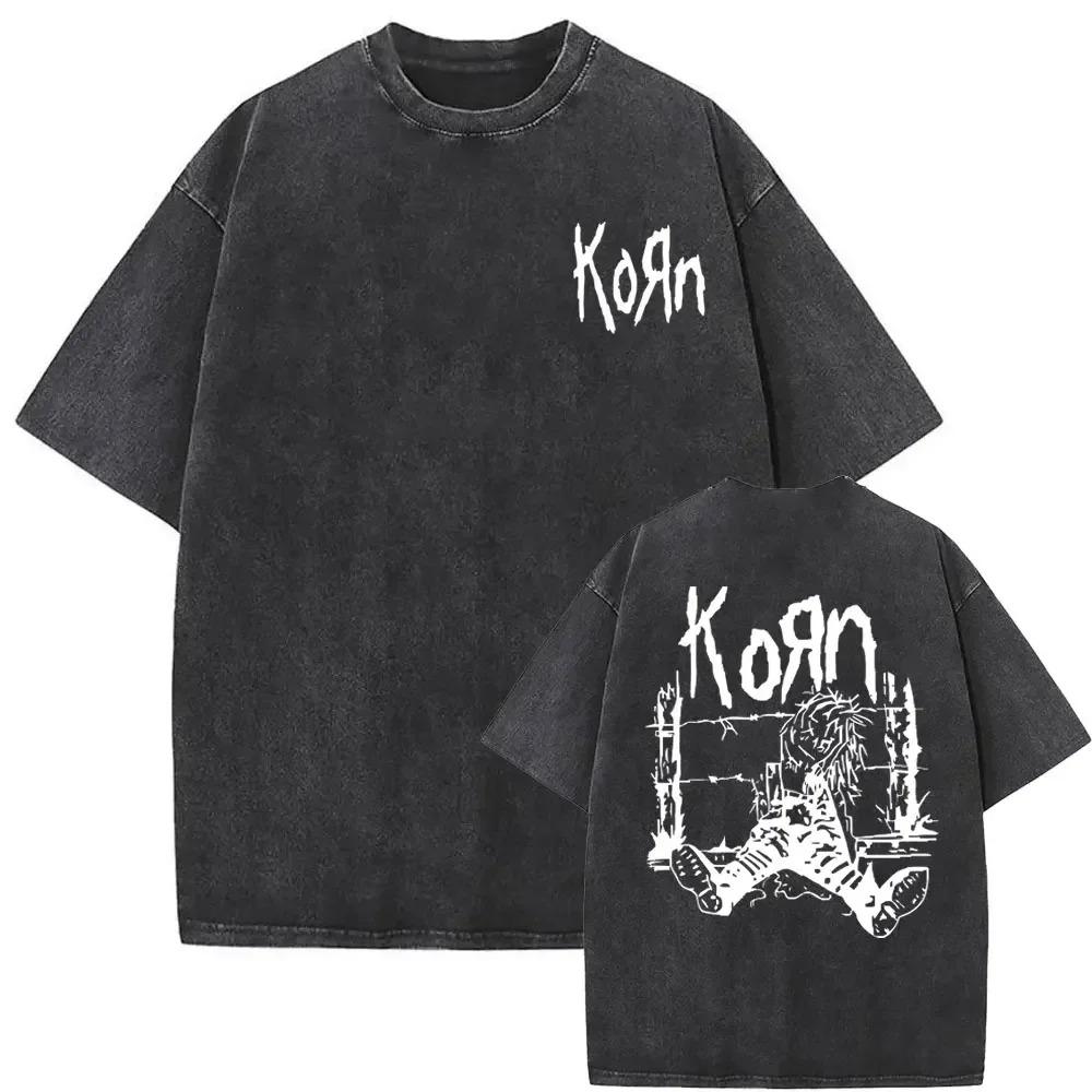 Korn Follow The Leader Album Vintage Washed Graphic Tee Unisex Gothic NuMetal Unisexs Casual Oversized Cotton TShirt