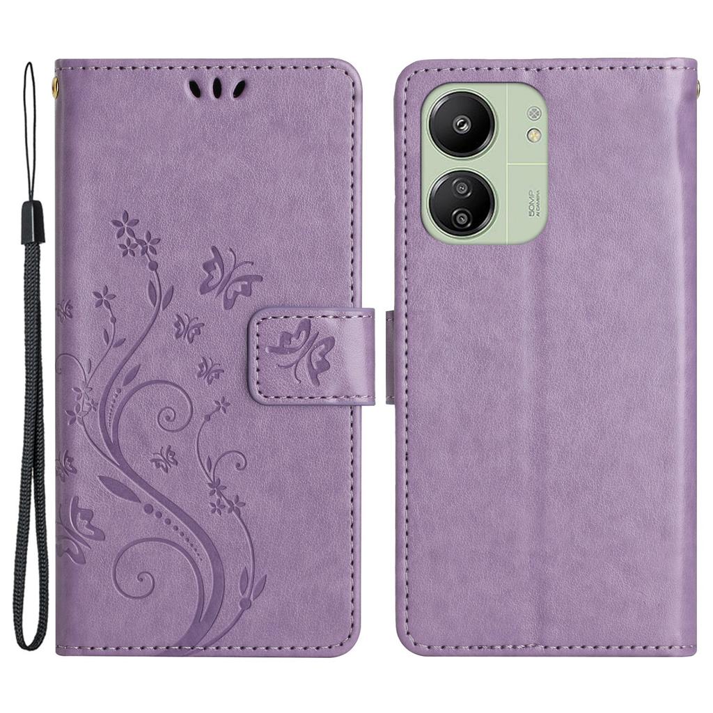 For Xiaomi Redmi 13C 4G/5G/13R 5G/Poco M6 5G/Poco C65 4G Leather Case Butterfly Phone Wallet Cover