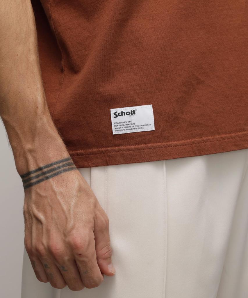 Schott NYC "EAGLE GLOBE" T-SHIRT, Herren, Größe S, Braun, 782-4134016