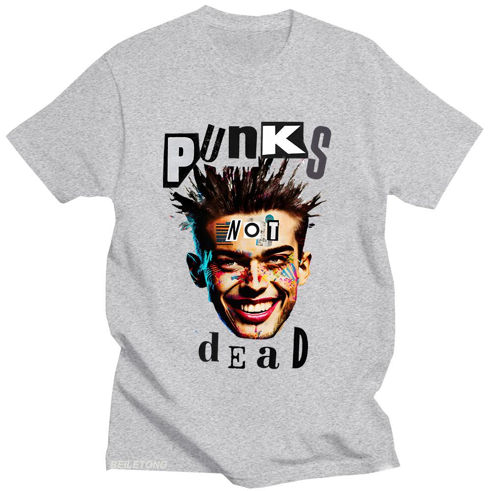 Funny Punks Not Dead T Shirt Funko Pop O-neck Hip Hop Tee-shirt Graphic Printing Punk Cotton Tshirt Ropa Hombre Fashion Clothing