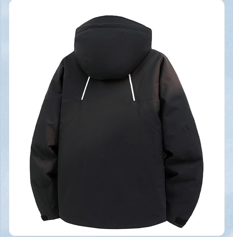 Men's Windproof Waterproof Down Jacket: Teen Casual Hooded Solid Color Outerwear for Autumn and Winter