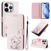 For iPhone 16 Pro Case Pattern Printing Wallet Phone Cover with Strap
