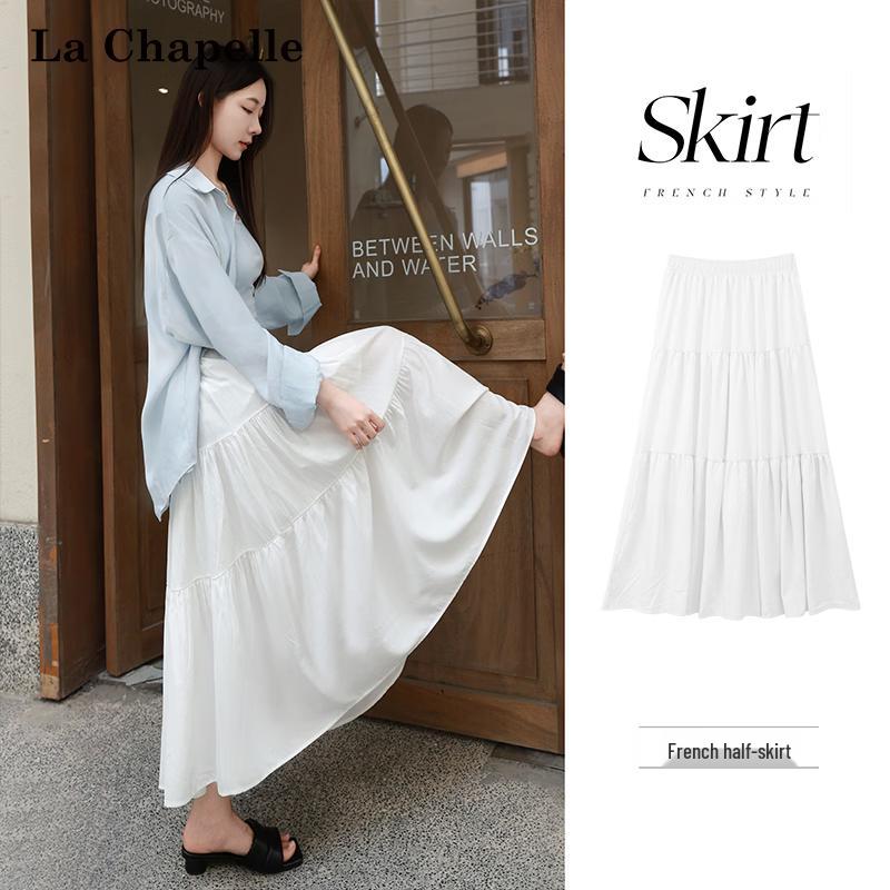 

La Chapelle Petite High-Waist A-Line Pleated Midi Skirt M