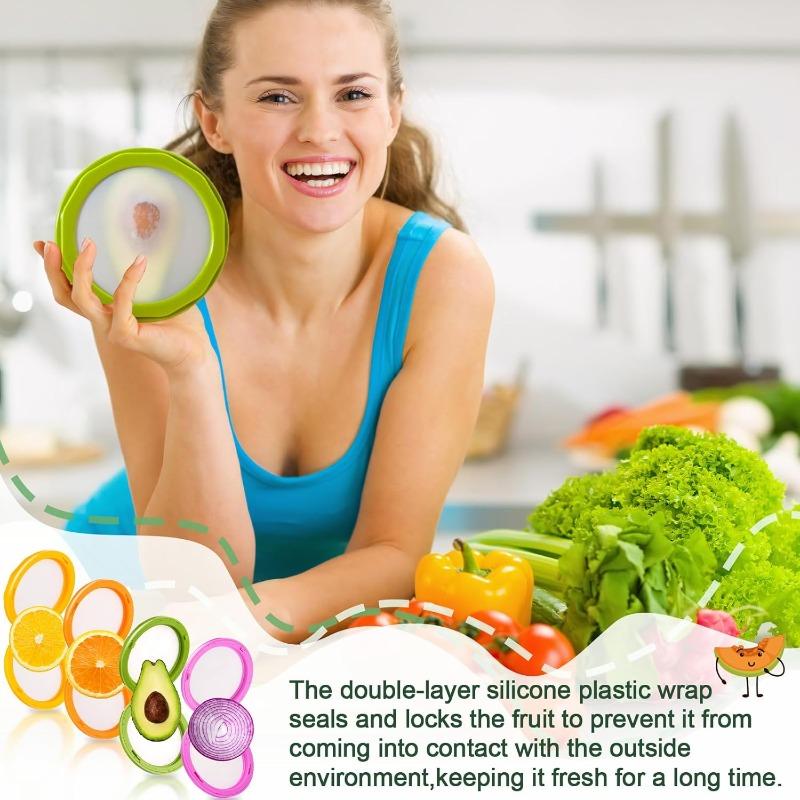 1-10PCS Silicone Food Storage Container Double Sided Lid Mini Fridge Organizer for Fruits Vegetables Fresh Keeping Kitchen Box