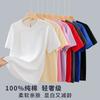 Unisex 100% Cotton Crew Neck Short Sleeve T-Shirt Loose Solid Basic Summer Casual Top Tee