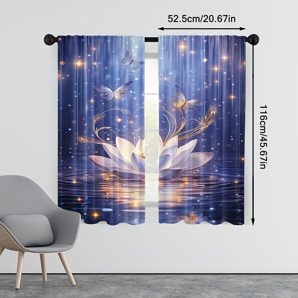 2 Pcs Magic Lotus Zen Spa Dragon & Butterfly Print Curtains – Scenic Theme for Home Office Bedroom Kitchen