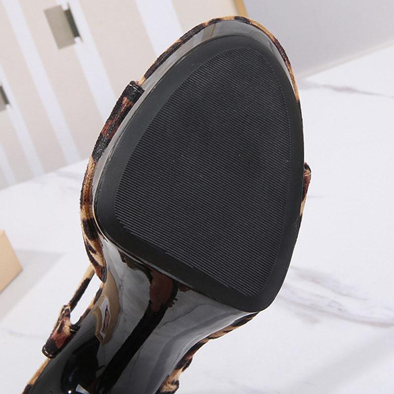 Women's Leopard Print Sandals New Summer Fashion  Sexy High Heels Stilettos 13cm Heel 3cm Platfrom LFD