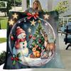 1pc Christmas Snowman Printing Lightweight Flannel Blanket, Comfortable and Warm Blanket, for Camping Sofa Bed and Couch Office, Gift