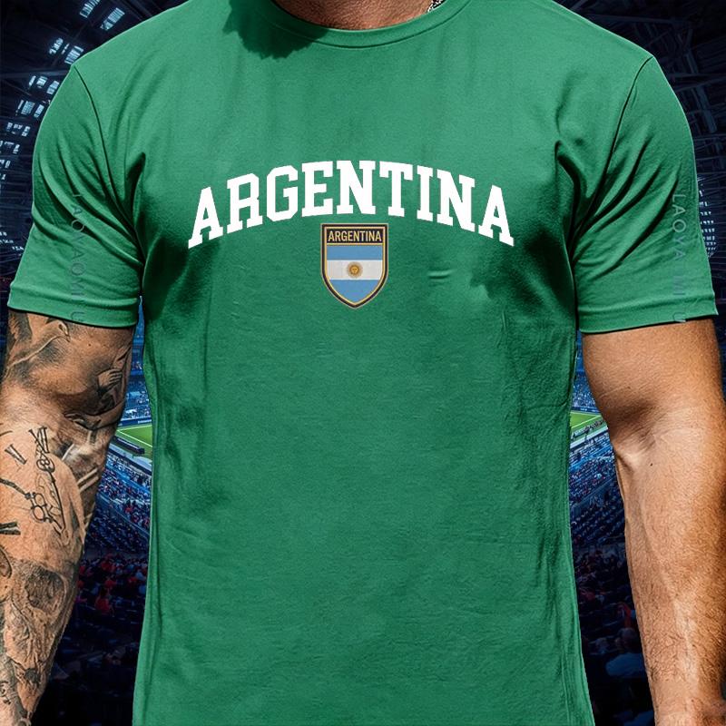 Maglietta Unisex Campione Argentina Sostenitore Grafica Stemma Nazionale Retrò Cotone Unisex Unisex Streetwear Maglietta Sportiva