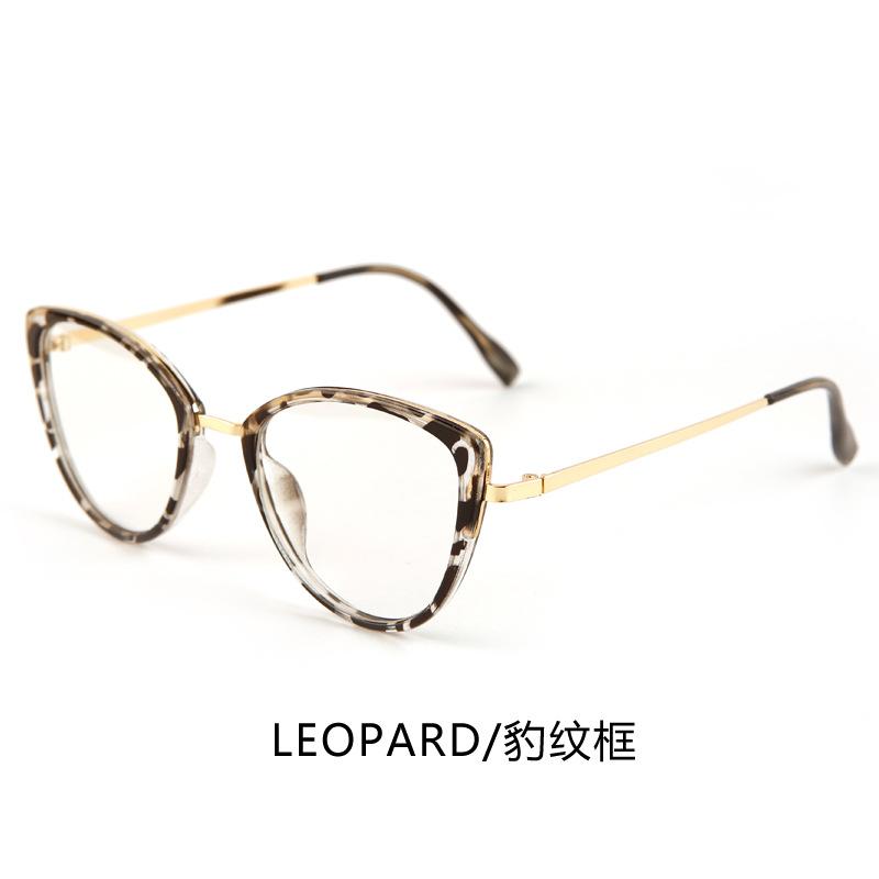 Trendy cat-eye photochromic anti-blue light glasses for women with round faces, making them look slimmer without makeup; also available as plain