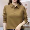 Lapel Women's Fashionable Solid Color New Polo Neck Long-sleeved Top G Middle-aged Mother's Spring and Autumn Slimming and Age-reducing Shirt
