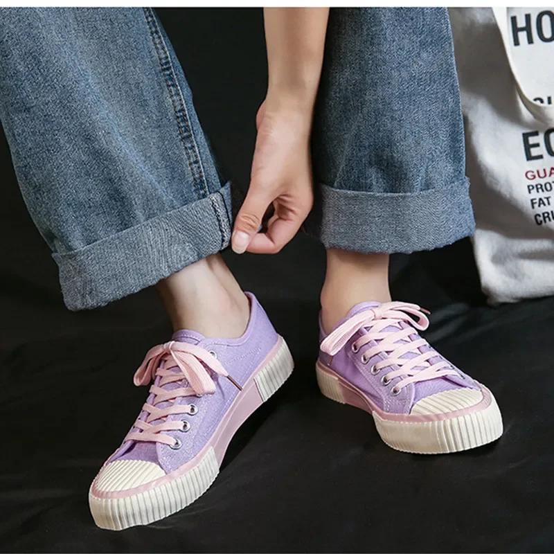 Women Platform Canvas Shoes Height Increasing Chunky Sneakers for Youth Girls Outdoor Trainers Female Ladies Thick Sole Footwear