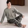 Men's Plus Size Pure Cotton Long-Sleeve Pajamas - Spring & Autumn Style for All Ages