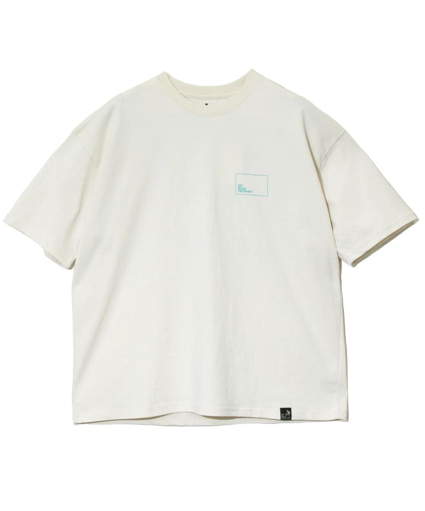 [go Slow Caravan] 341915A USA/C Square Logo Back Print Relaxed T-Shirt, Ivory, Size L