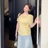 T-shirt à manches courtes et col bateau pour femme grande taille Zhi Xuan, Top de niche amincissant Printemps 2026