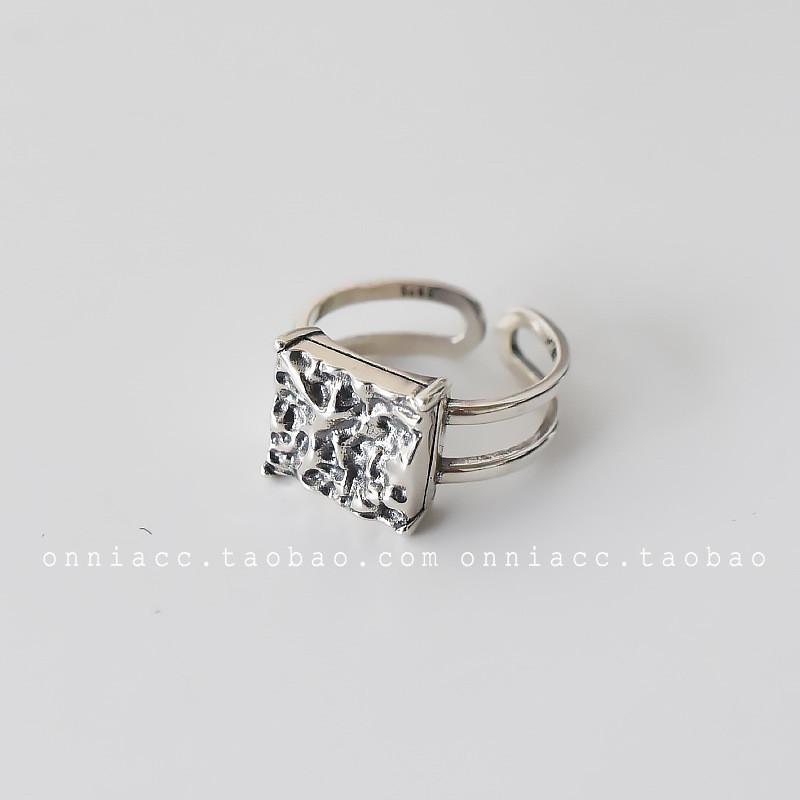 Vintage Inspired Korean Letter Design S925 Silver Ring For Fashionable Women