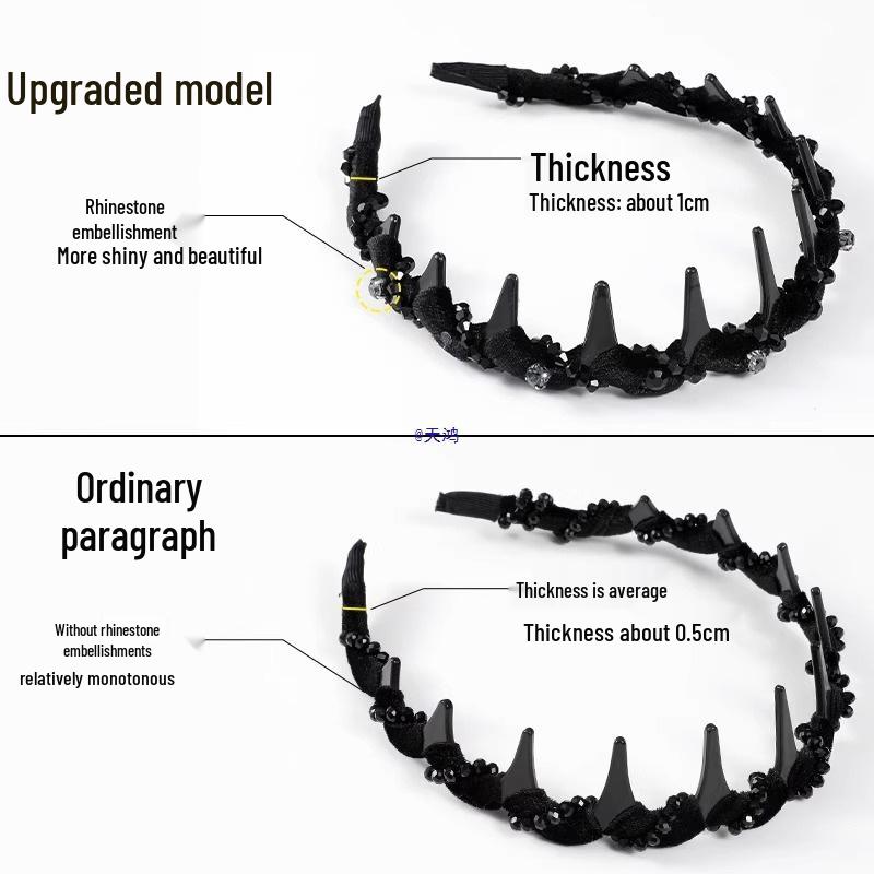 Louis Temperament Rhinestone Skull Top Wavy Headband for Women 2025 - Stylish, with Teeth for Face Washing