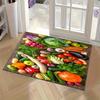 Farm Fresh Vegetable Print Area Rug,Realistic 3D Veggies on Wood Non-Slip Floor Mat Kitchen Living Room,Rustic Home Decor Carpet