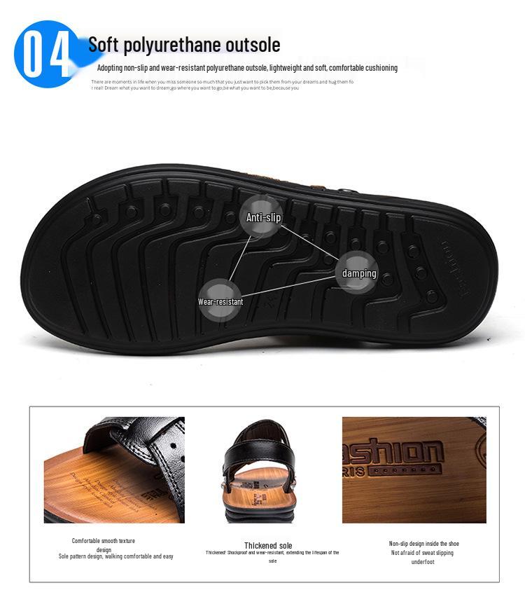 Men's Extra Large Cowhide Beach Sandals, Summer 2025, Sizes 46-47