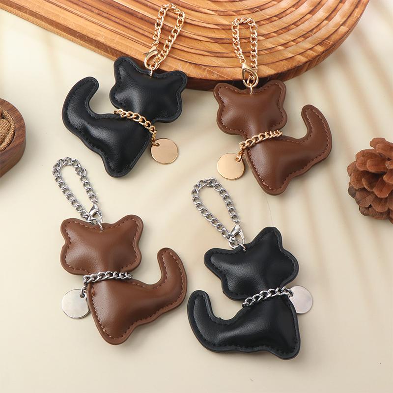Pu Leather Cat Keychain Cute Animal Keyring Women Bag Charm Handbag Hanging Pendant Decoration Girl Gifts
