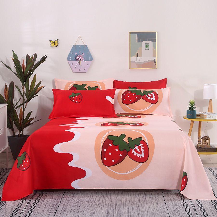 Printed Simple Bed Sheet Dormitory Pure Washed Cotton Single Double Bed Skin-friendly Comfortable Bed Sheet