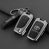 APQ4   Metal Leather Flip Car Key Fob Case Cover Keychain Ring For Toyota CHR C-HR Corolla Hatchback Sedan RAV4 LE Camry SE Hilux