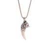 Men's Domineering Wolf Head Necklace - European & American Retro Titanium Steel Wolf Tooth Pendant Chain