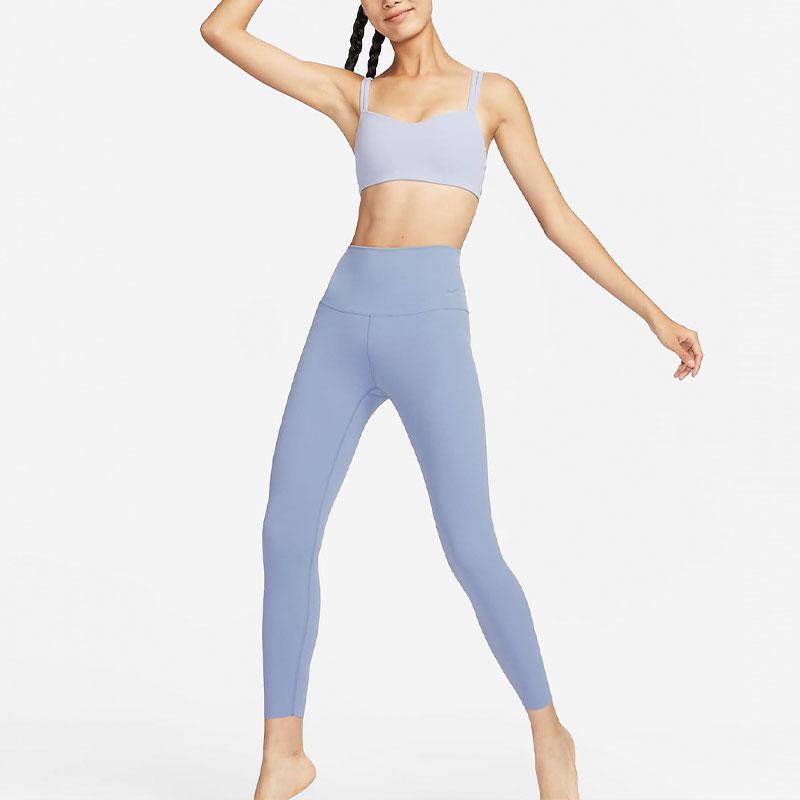 Nike Zenvy Series Solid Color Quick-Dry High-Waist Cropped Sports Leggings Women Bottoms Grey Slate-Blue DQ6016-493