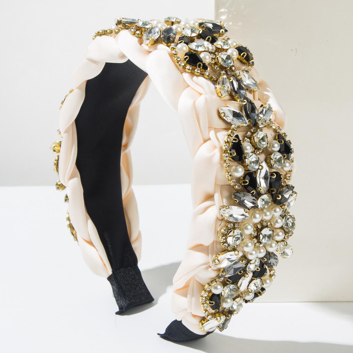 

Барочный ободок со стразами для женщин, роскошная плетеная повязка для волос, взрослые резинки для волос, аксессуары, широкие женские обручи для волос, безель, головной убор