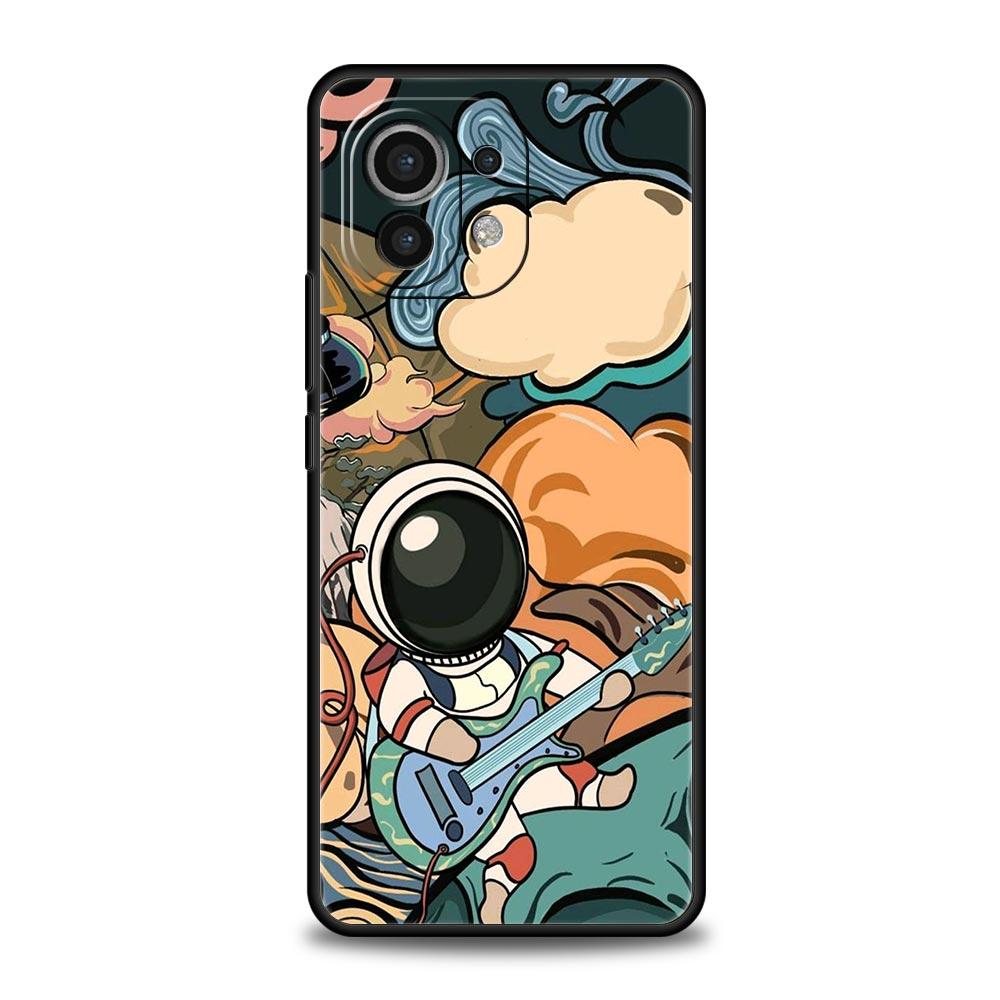 Cartoon Cute Cosmonaut Phone Case Cover for Xiaomi Mi 17 15 14 13 12 11 Ultra 15T 14T 13T 12T 11T Pro Lite 5G Soft TPU Shell Bag