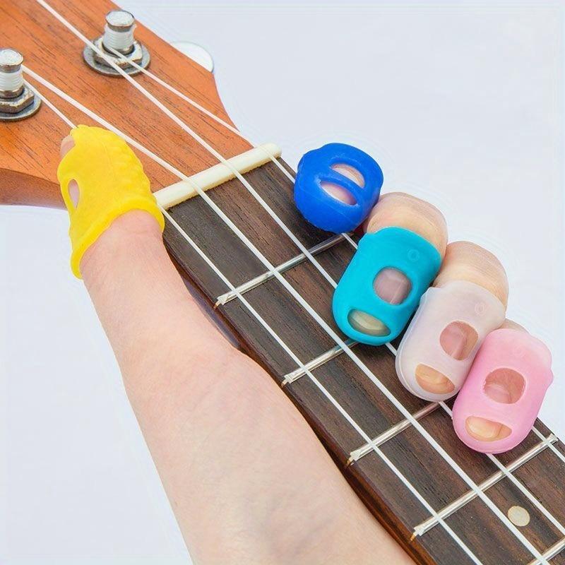 5pcs Multifunctional Silicone Thimbles Hollowed Out Breathable Protective Finger Sleeve Guitar Finger Cover
