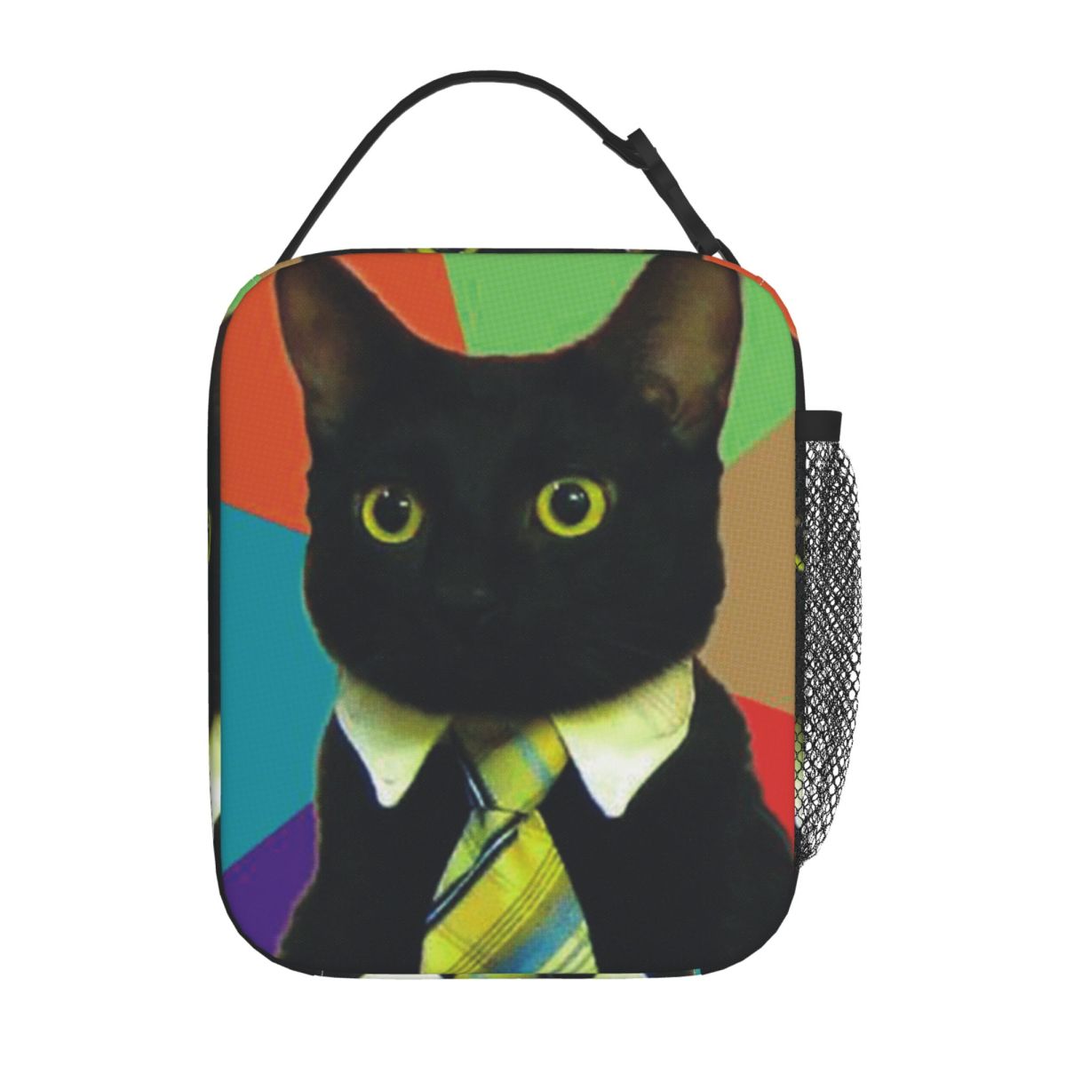 Sac à lunch Chat Noir Animaux Mignons Impression 3D Boîte à lunch pratique Sac isotherme pique-nique Sacs à lunch thermiques décontractés en Oxford One Size