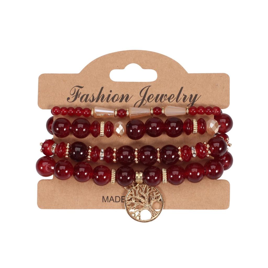 Bohemian Ethnic Beaded Bracelet with Tree of Life Pendant