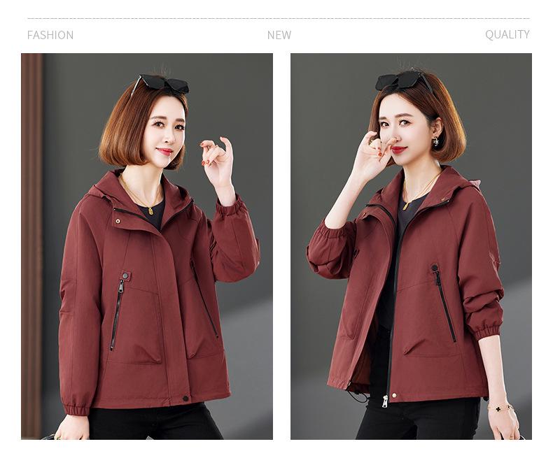 Spring 2025 Fashionable Windbreaker Jacket for Petite Women - Stylish, Casual, and Versatile Outerwear for Spring and Autumn (Model GE2501)