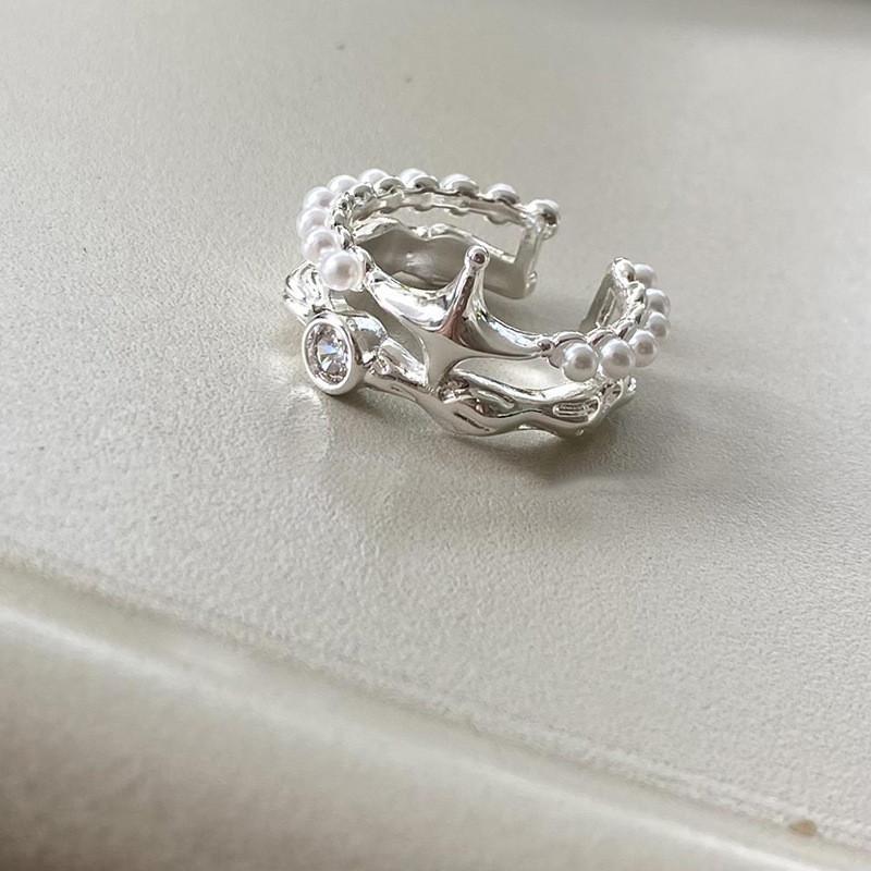 Unique Double Layer Geometric Open Adjustable Ring Fashionable Jewelry For Women