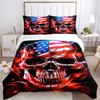 3pcs Skull with Flames Quilt Cover Set - Soft & Comfortable Polyester Fabric, All-Season Breathable Comforter Set For 1 Quilt Cover & 2 Pillowcas