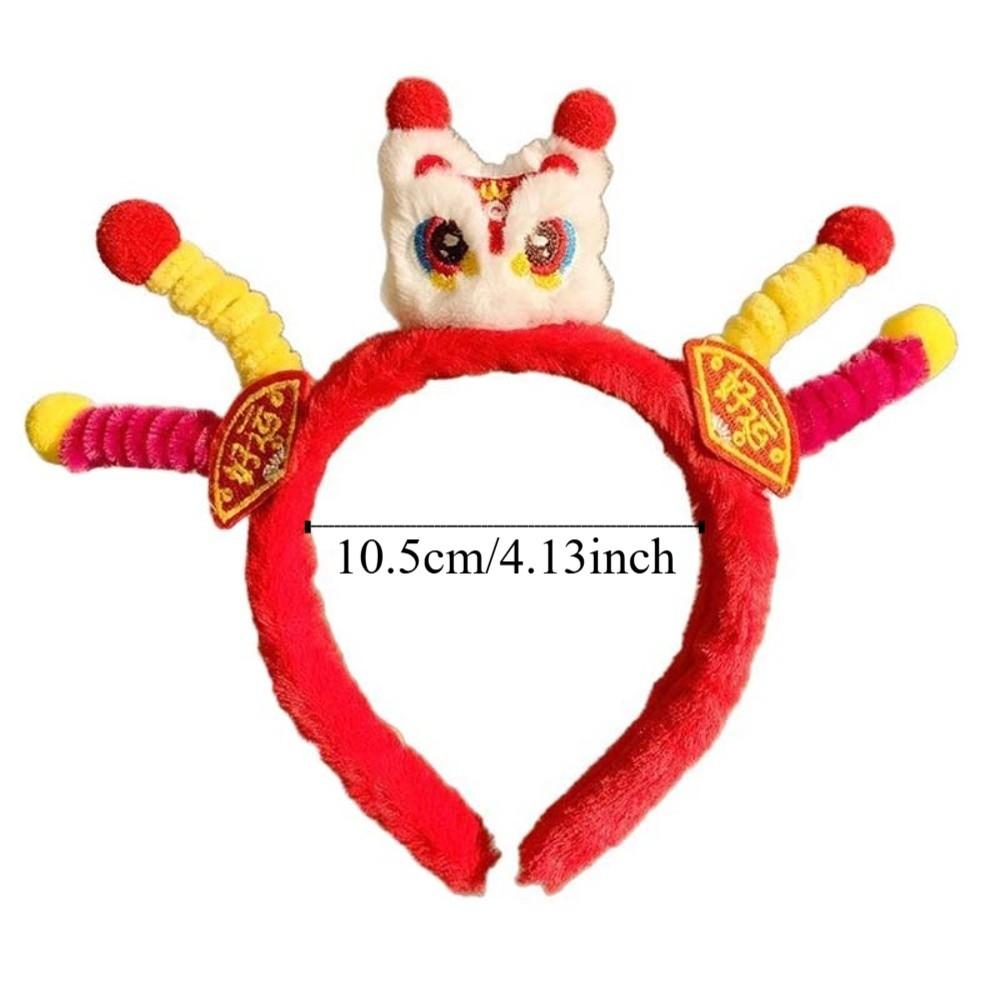 Sweet Lion New Year Hair Hoop Tassel Flower Red Plush Headband Headwear Embroidered Bow Ancient Style Hairband Women