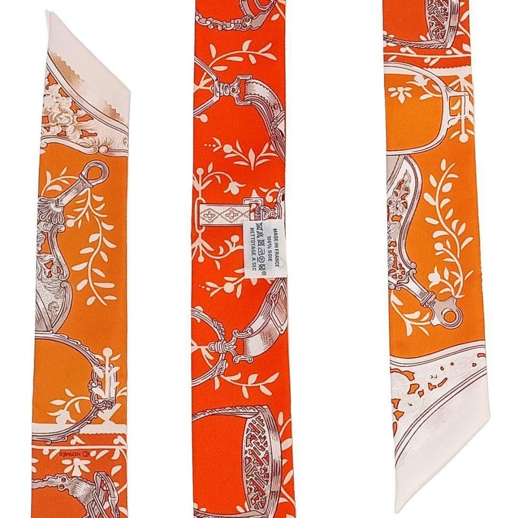 Used Hermes Twilly "Etriers Remix" Ribbon Scarf