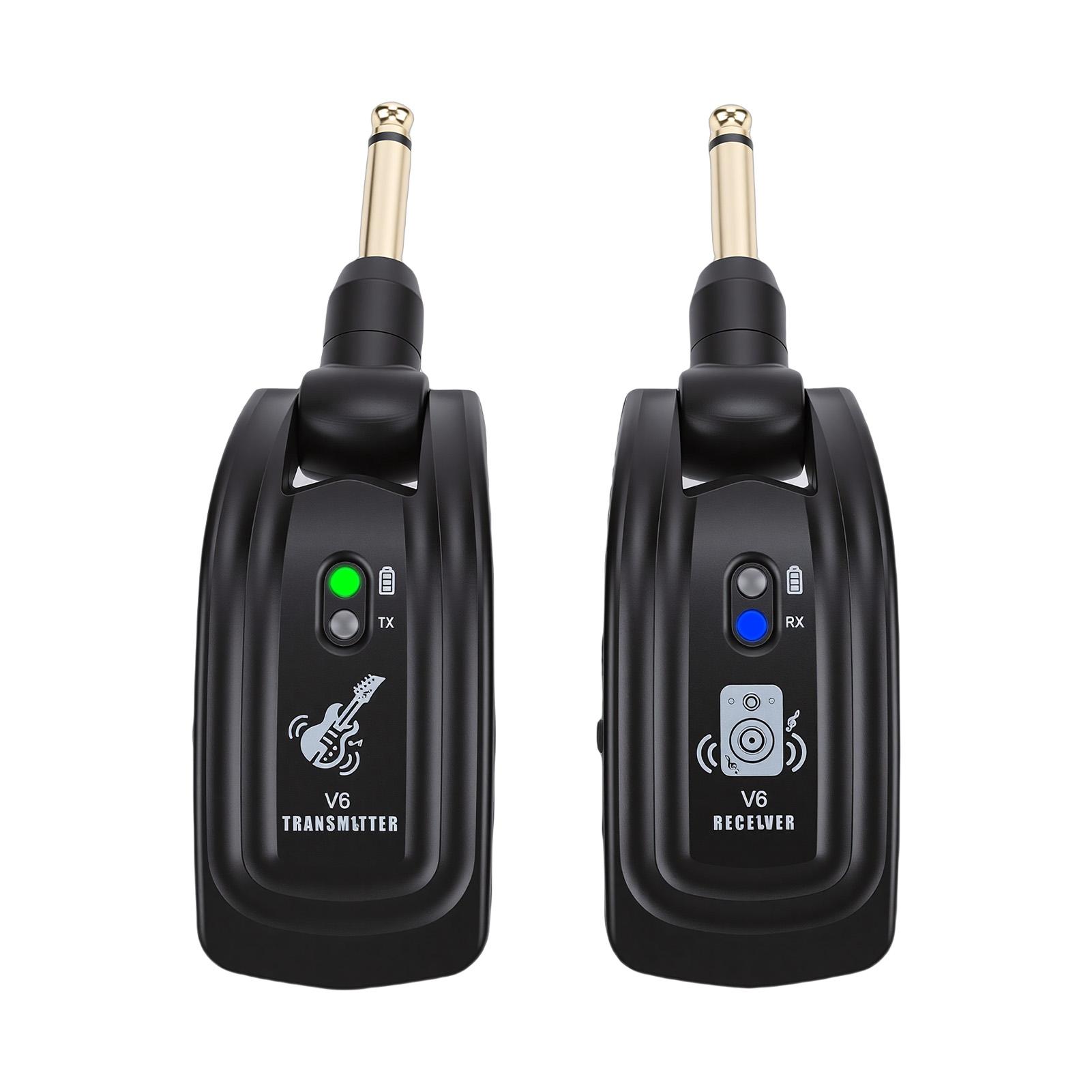 UHF Wireless Guitar System Transmitter Receiver 4ms Ultra Low Latency 4 Channels 98ft Range Rechargeable Battery Fast