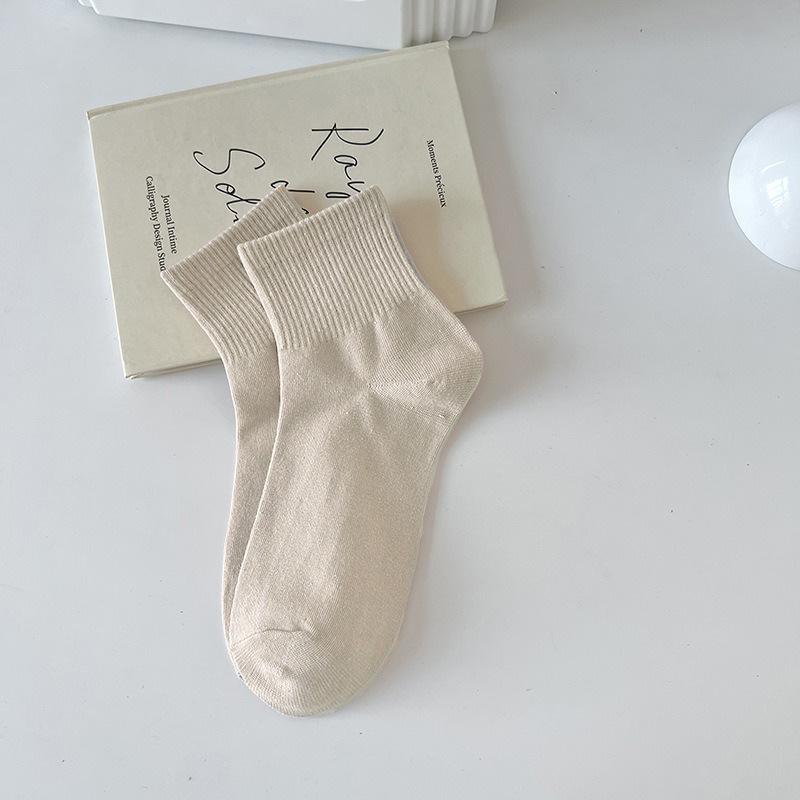 Women's Macaron Color Cotton Sports Socks - Breathable, Sweat-Absorbent, Anti-Pilling, Mid-Tube for Spring & Autumn