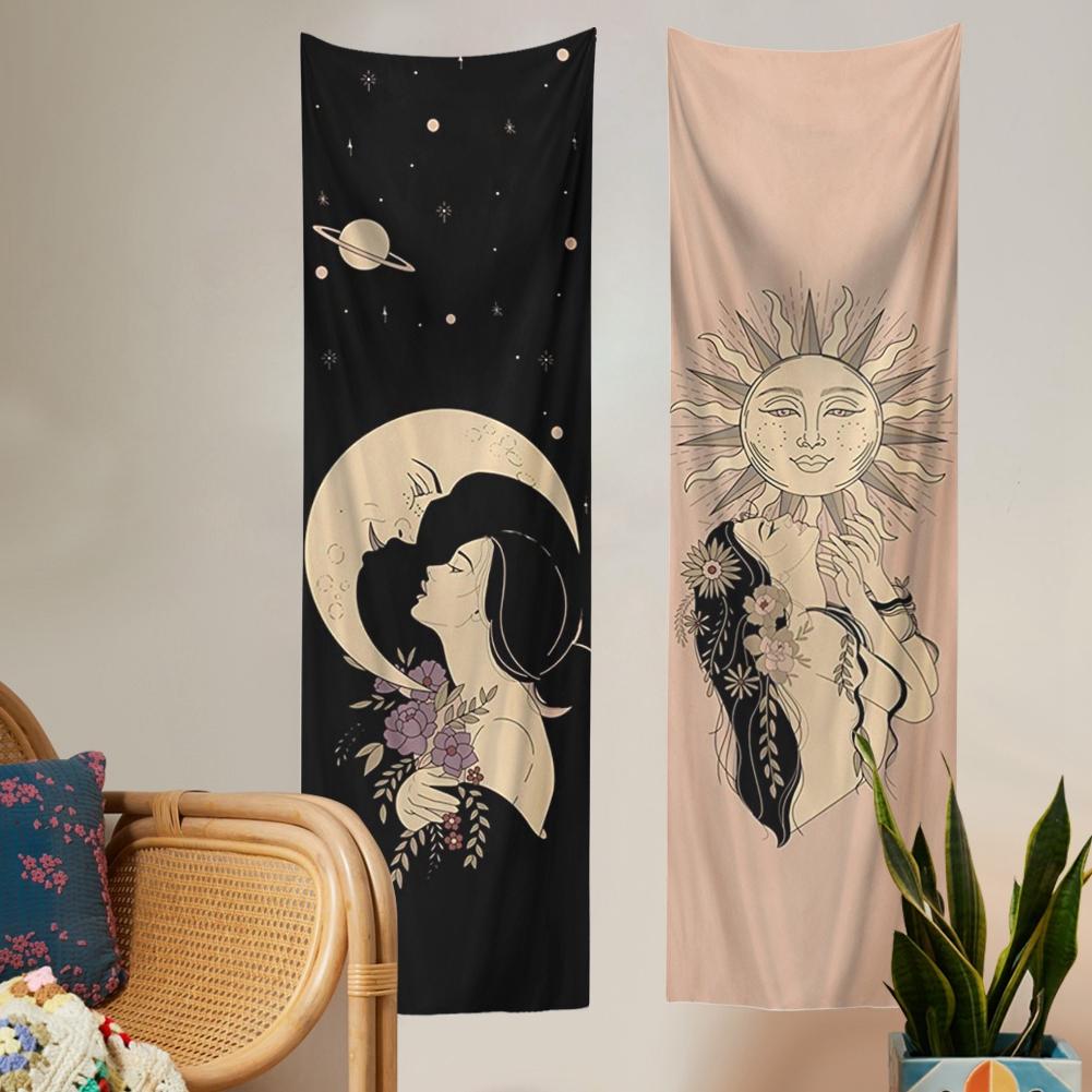 Sun and Moon Tapestry Wall Hanging Tapestry for Bedroom Living Room Tapestry Aesthethic Vertical Tapestry Background Wall Decor
