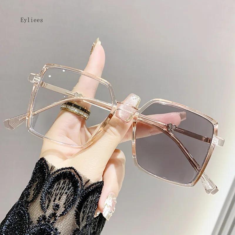 Kare Fotokromik Miyop Gözlük Kadın Moda Büyük Boy Miyop Gözlükler Bitmiş Optik Kısa Görüş Gözlük Diyoptri