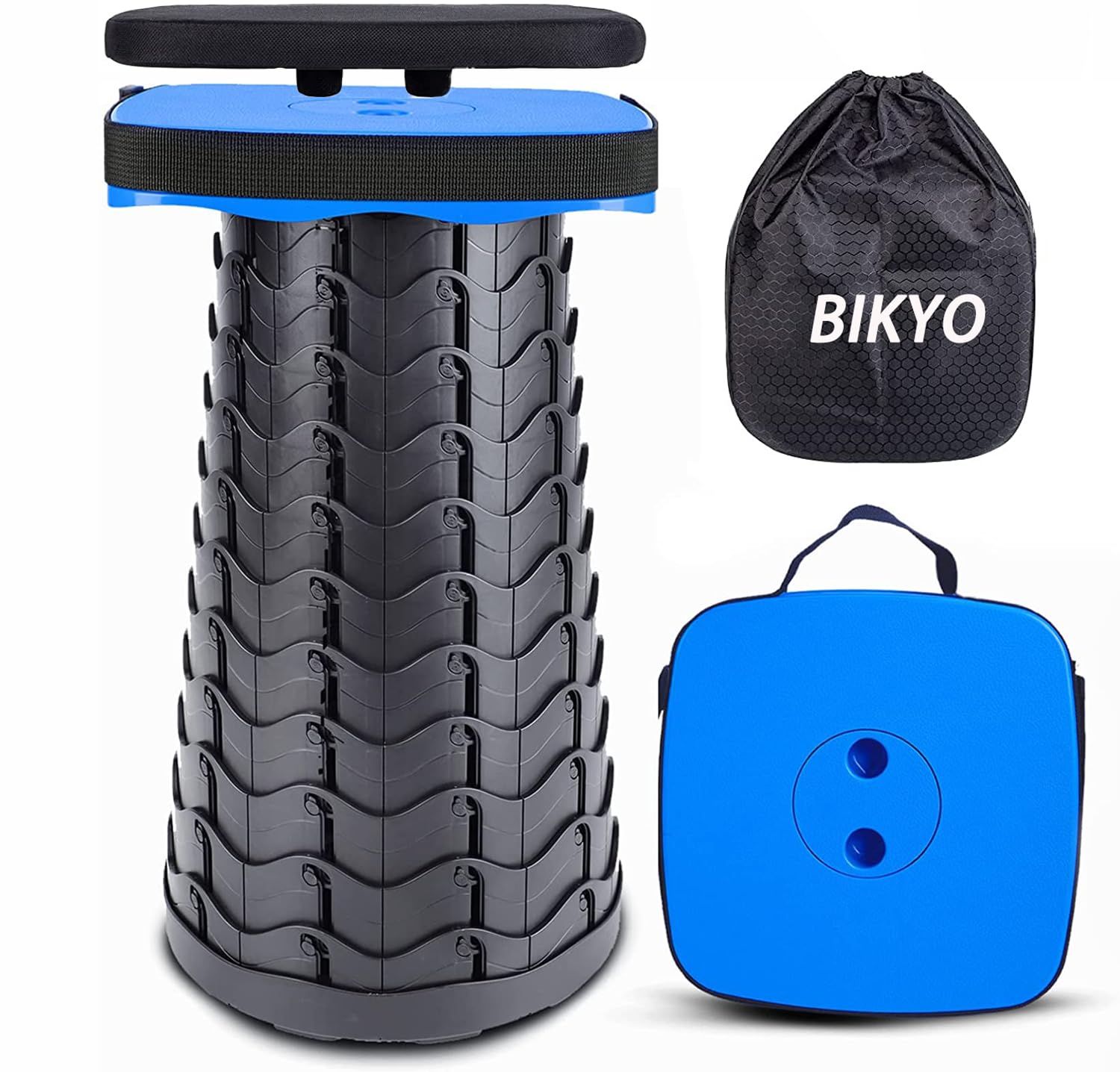 

BIKYO Складной Выдвижной Уличный Кемпинг Кемпинг Легкая Грузоподъемность Открывается и Закрывается по Высоте Подушка Сиденья с Сумкой для Хранения Стул с Квадратным Сиденьем,