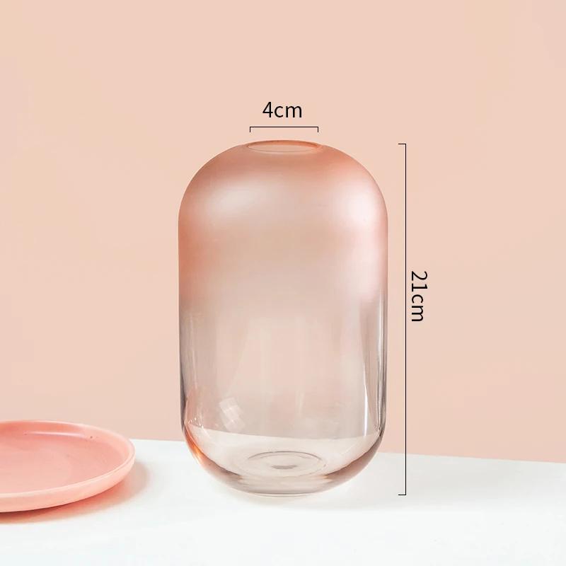 

Pink Frosted Texture Glass Vase Modern Minimalist Creative Cylindrical Hydroponic Flower Arrangement Accessories Home Decoration